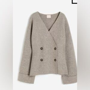 H & M Wool Taupe Double-Breasted Women's Sweater